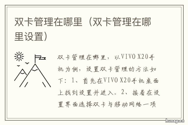 双卡管理在哪里 双卡管理在哪里找苹果手机