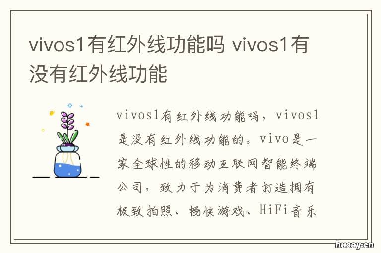 vivos1有红外线功能吗 vivo x21s有红外线吗