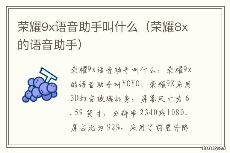 荣耀9x语音助手叫什么 荣耀9x手机的语音助手叫什么