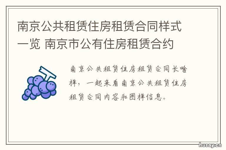 南京公共租赁住房租赁合同样式一览 南京公共租赁住房租金