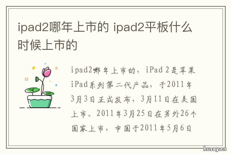 ipad2哪年上市的 iPad2是什么时候上市的