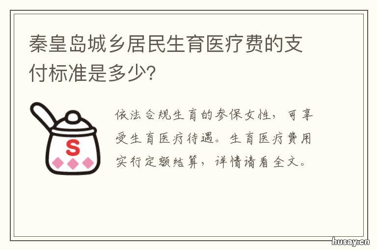 秦皇岛城乡居民生育医疗费的支付标准是多少? 秦皇岛城乡居民生育医疗费的报销比例
