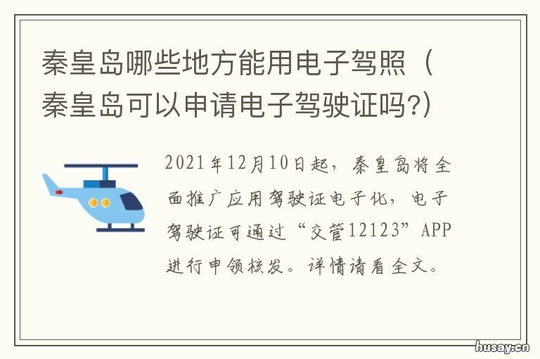 秦皇岛哪些地方能用电子驾照 秦皇岛电子驾驶证交警认可吗