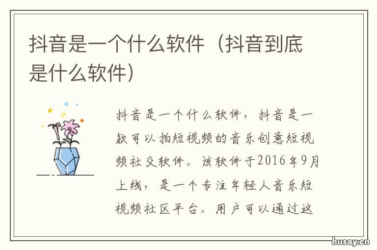 抖音是一个什么软件 抖音是一个软件吗