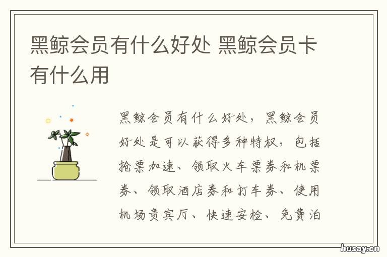 黑鲸会员有什么好处 黑鲸会员有什么好处吗