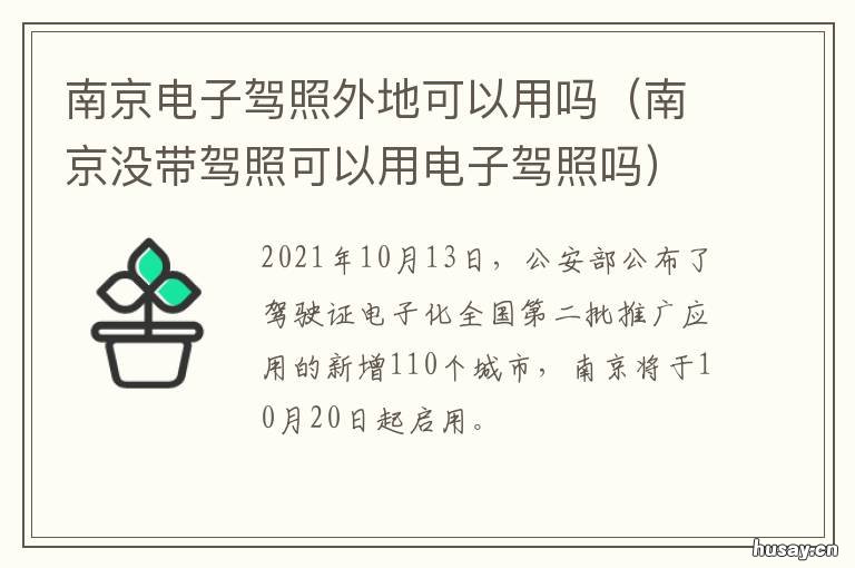 南京电子驾照外地可以用吗 南京可以电子驾照吗