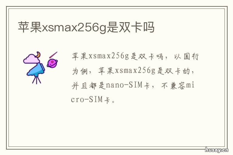 苹果xsmax256g是双卡吗