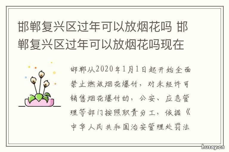 邯郸复兴区过年可以放烟花吗 河北邯郸今年能放烟花吗