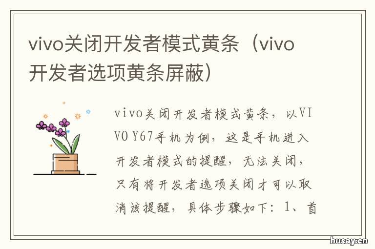 vivo关闭开发者模式黄条 vivo手机关闭开发者模式的小黄条