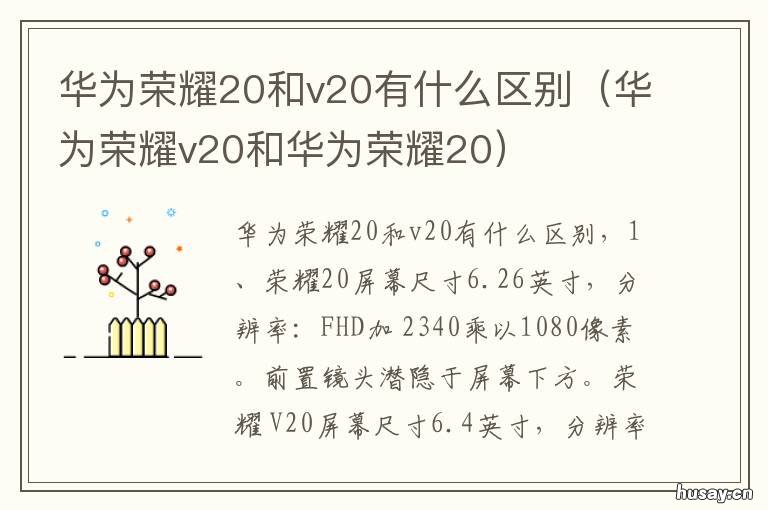 华为荣耀20和v20有什么区别 荣耀20和荣耀v20有什么区别