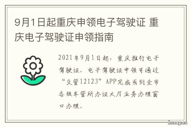 9月1日起重庆申领电子驾驶证 重庆电子证件app