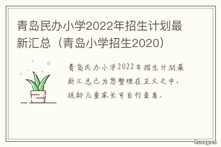 青岛民办小学2022年招生计划最新汇总 青岛小学招生2020