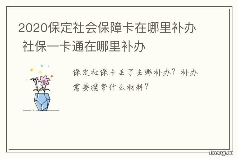 2020保定社会保障卡在哪里补办 保定补办医保卡到哪办