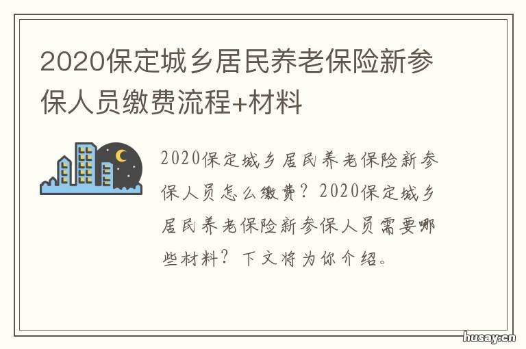 2020保定城乡居民养老保险新参保人员缴费流程+材料 保定灵活就业人员社保2020年最新政策