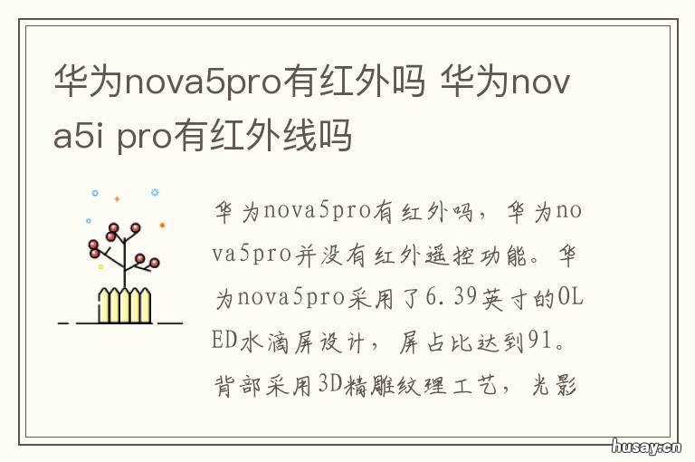 华为nova5pro有红外吗 华为nova5pro有不有红外