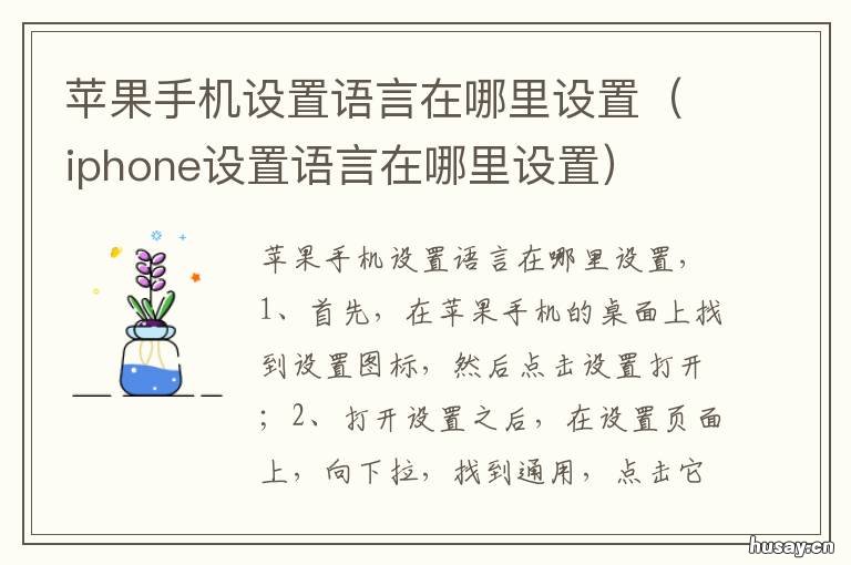 苹果手机设置语言在哪里设置 苹果手机里面设置语言的在哪里