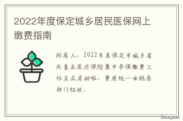 2022年度保定城乡居民医保网上缴费指南 2022年保定城乡居民医保缴费时间