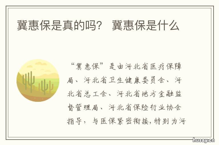 冀惠保是真的吗? 河北冀惠保是真的吗