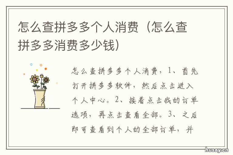 怎么查拼多多个人消费 怎样查拼多多消费记录