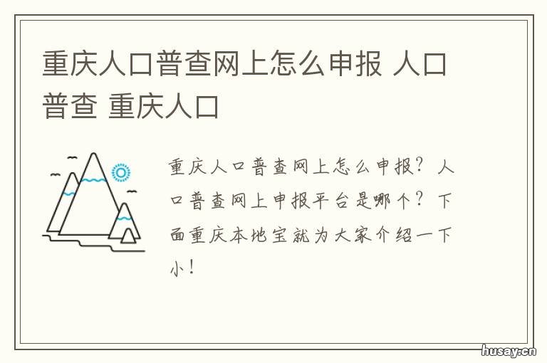 重庆人口普查网上怎么申报 重庆人口查找