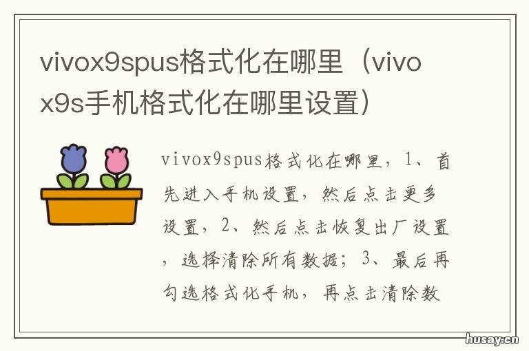 vivox9spus格式化在哪里 vivox9s如何格式化