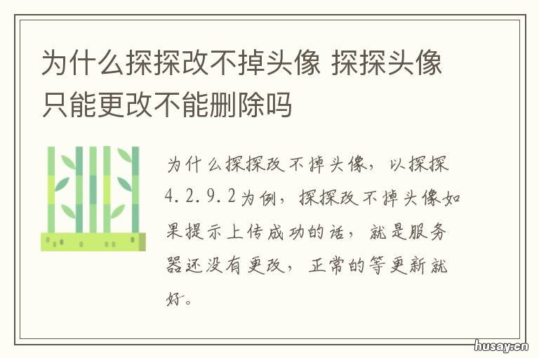 为什么探探改不掉头像 探探头像只能更改不能删除吗