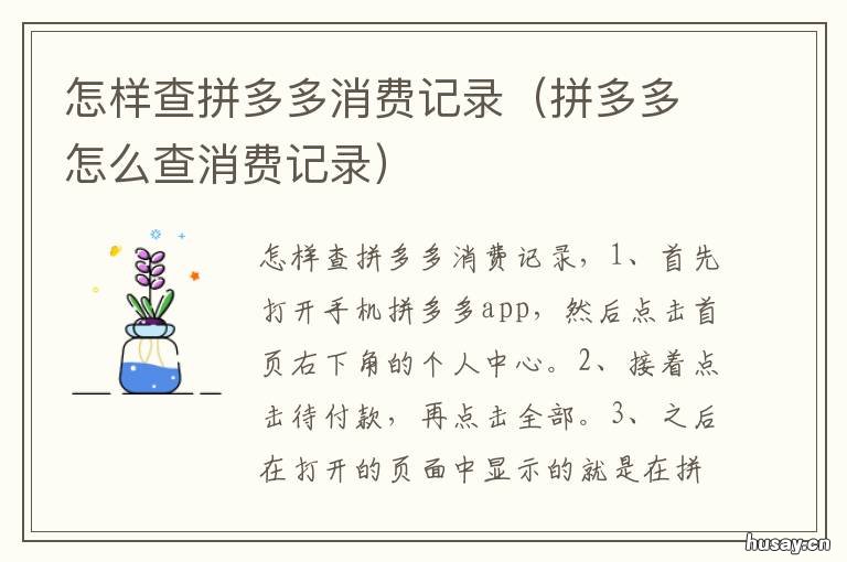 怎样查拼多多消费记录 拼多多怎么查消费记录