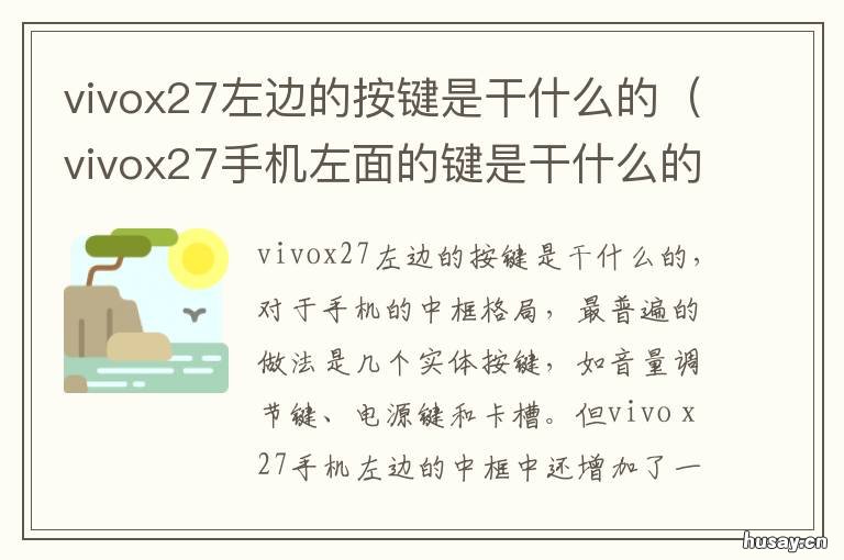 vivox27左边的按键是干什么的 vivox27左侧面的按键