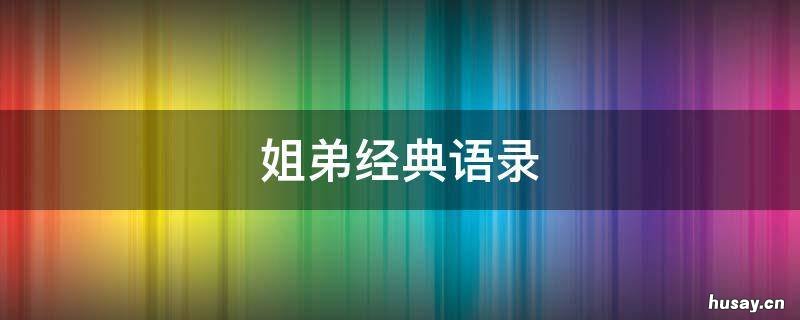 姐弟经典语录 姐弟的经典语录