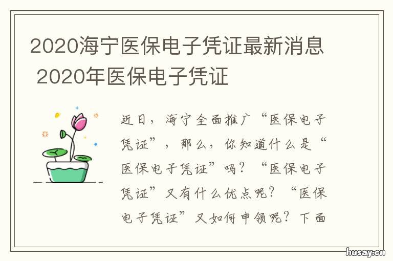 2020海宁医保电子凭证最新消息 医保电子凭证开通最新消息2020年5月