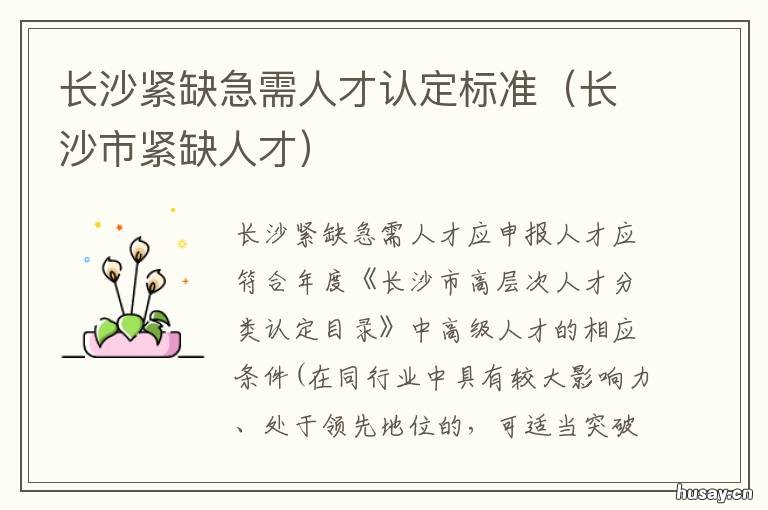 长沙紧缺急需人才认定标准 长沙市紧缺急需人才集聚工程实施细则