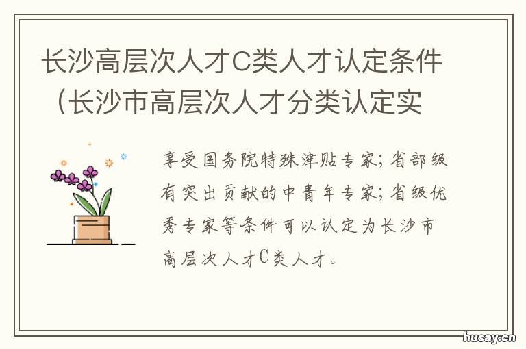 长沙高层次人才C类人才认定条件 高层次人才 长沙
