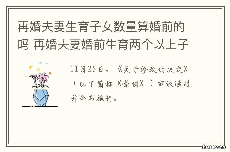 再婚夫妻生育子女数量算婚前的吗 再婚夫妻生小孩属于几胎