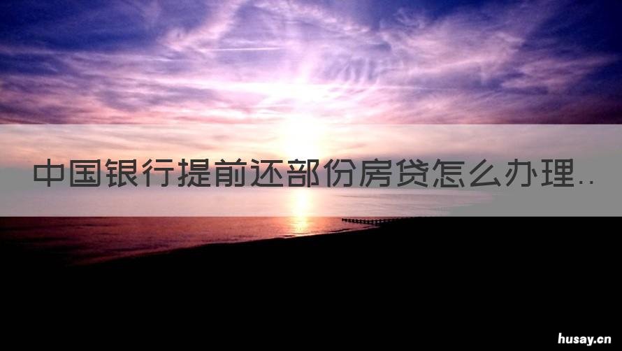 中国银行提前还部份房贷怎么办理 中国银行房贷提前还款部分