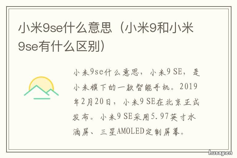 小米9se什么意思 小米9和小米9SE