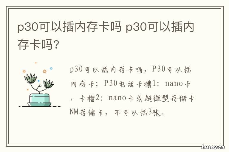 p30可以插内存卡吗 p30pro能插内存卡吗