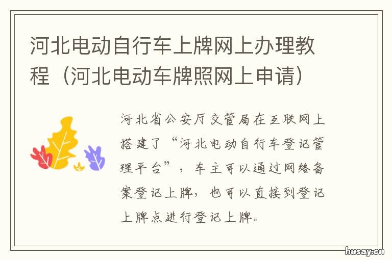 河北电动自行车上牌网上办理教程 河北电动自行车上牌网上邮寄太慢了