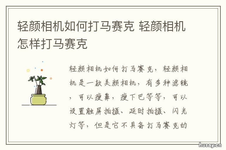 轻颜相机如何打马赛克 轻颜相机在哪里打马赛克