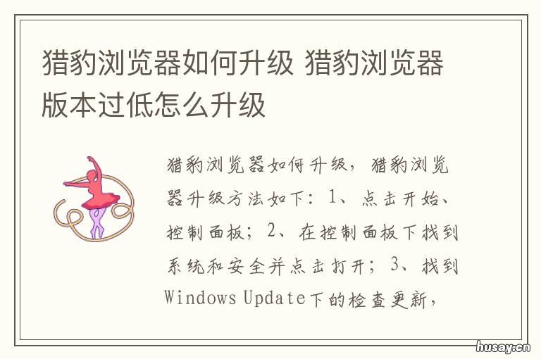 猎豹浏览器如何升级 猎豹浏览器版本过低怎么升级