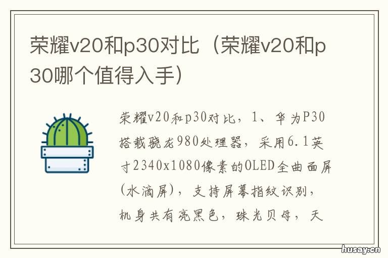 荣耀v20和p30对比 荣耀v20和p30哪个值得入手