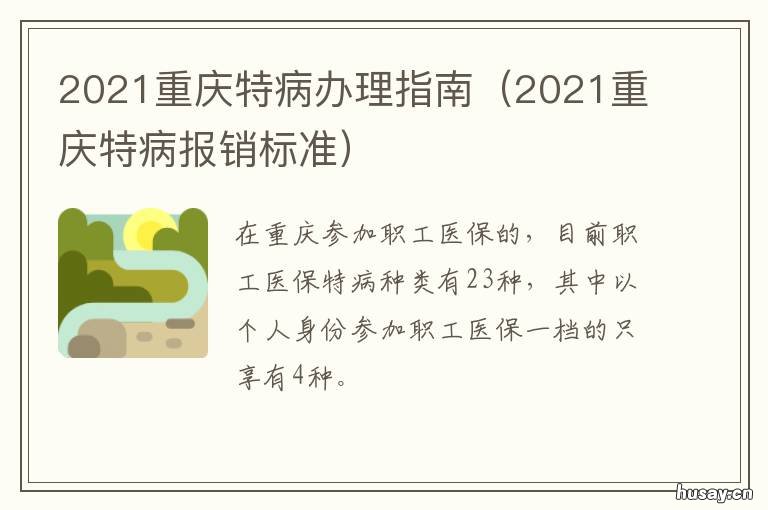 2021重庆特病办理指南 重庆特病办理时间
