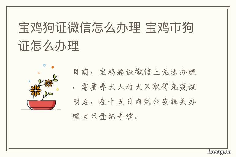宝鸡狗证微信怎么办理 宝鸡狗证在哪里办