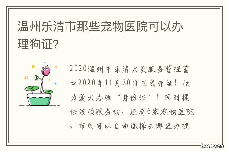 温州乐清市那些宠物医院可以办理狗证? 乐清金民宠物医院
