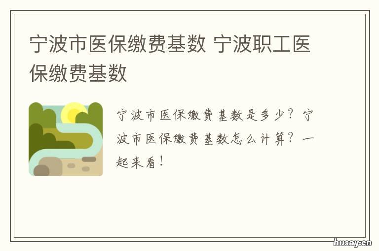 宁波市医保缴费基数 宁波职工医保缴费基数