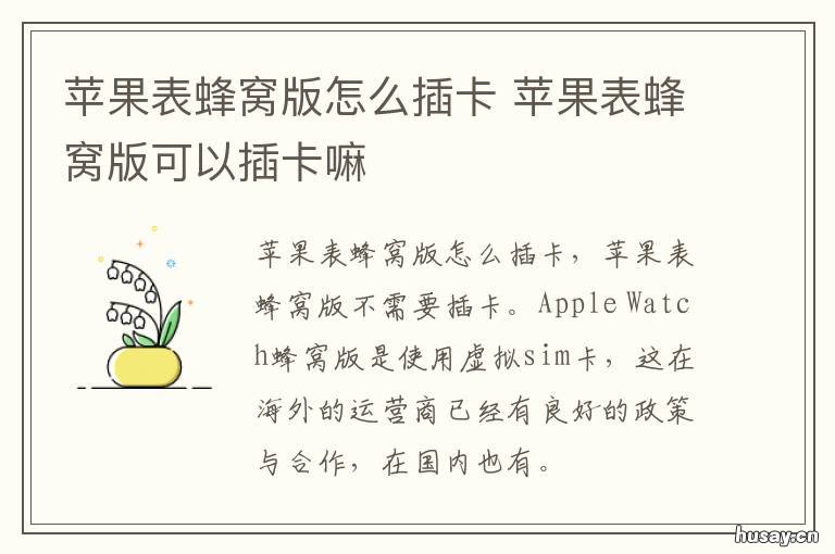 苹果表蜂窝版怎么插卡 苹果手表蜂窝版能插卡吗