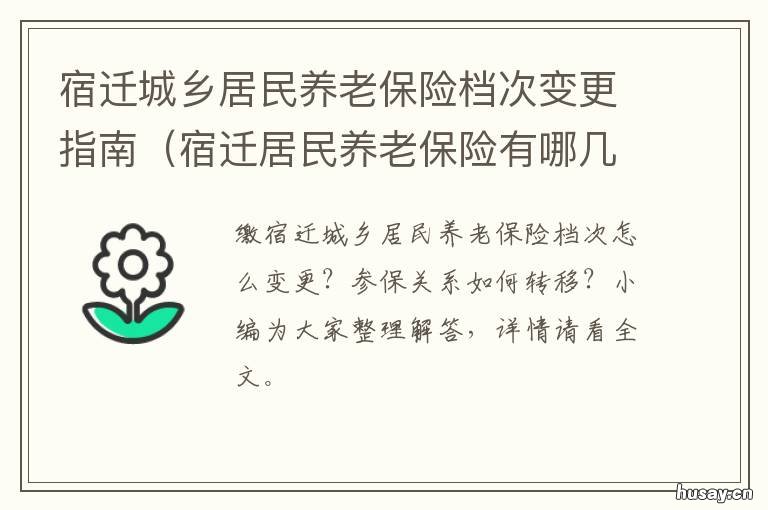 宿迁城乡居民养老保险档次变更指南 宿迁城乡居民养老保险档次变化了吗