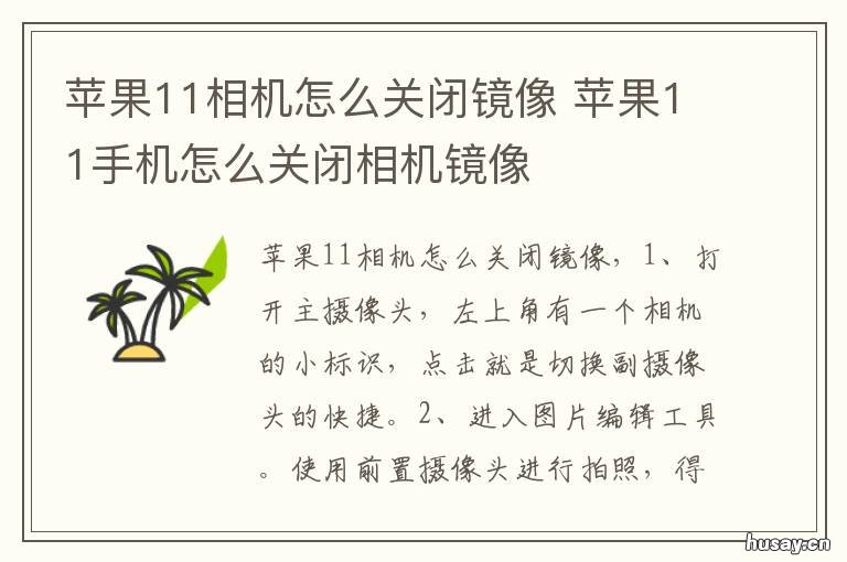 苹果11相机怎么关闭镜像 苹果相机怎么关闭镜像ios13