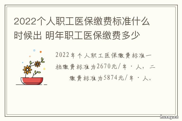 2022个人职工医保缴费标准什么时候出 2022个人职工医保缴费标准重庆