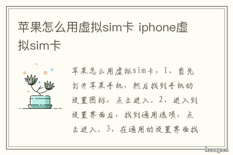 苹果怎么用虚拟sim卡 苹果手机虚拟sim卡怎么弄