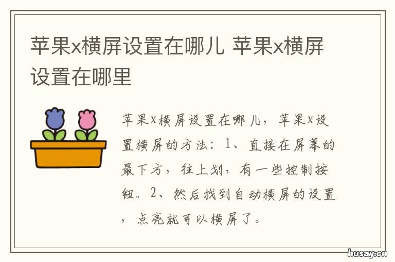 苹果x横屏设置在哪儿 苹果x手机横竖屏设置在哪里